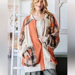 Oli & Hali Orange and Cream Plaid Jacket